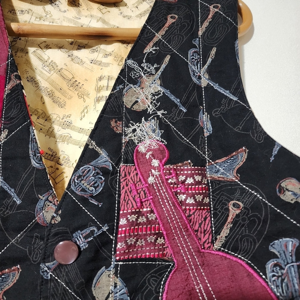 Vintage handmade patchwork music note reversible … - image 4